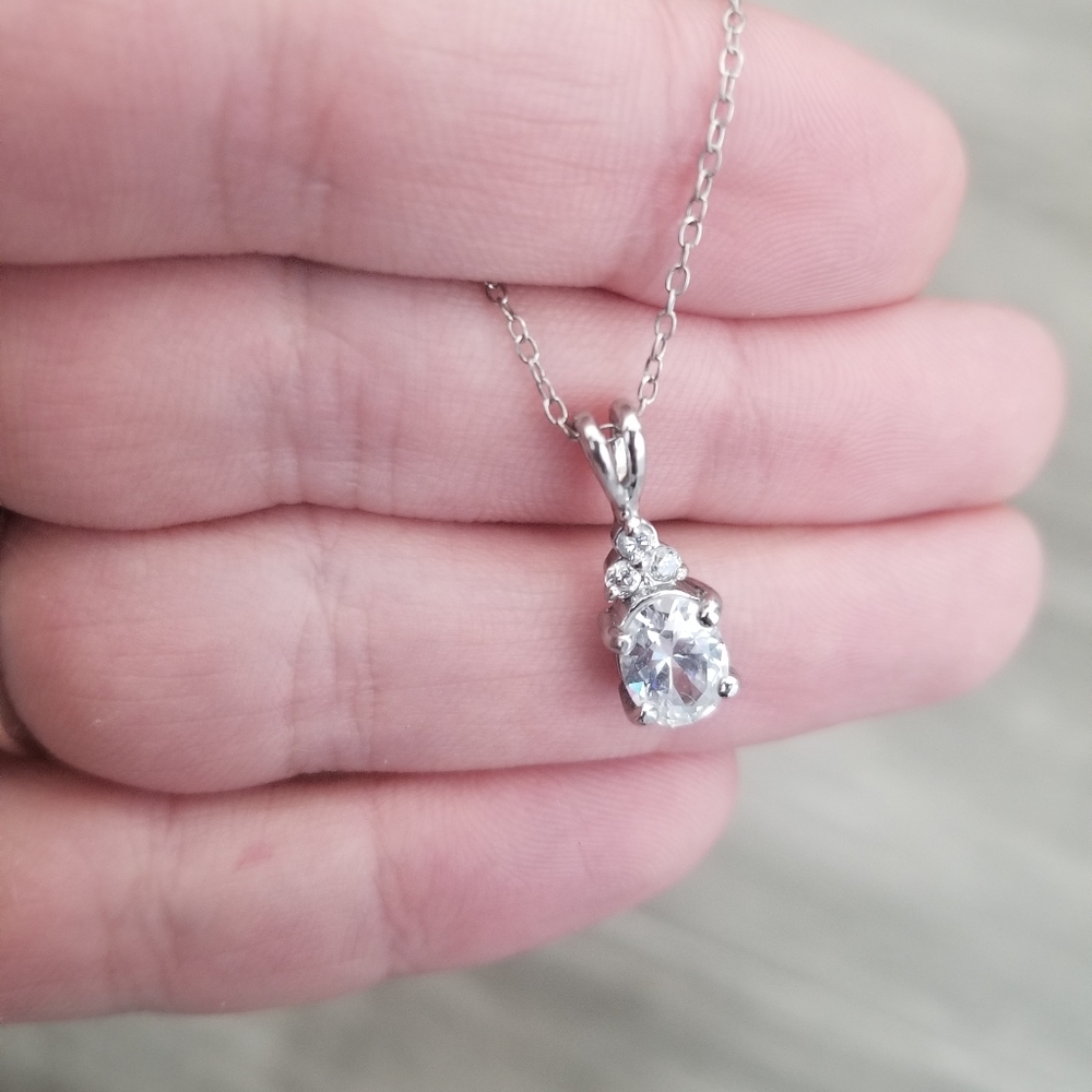 NWOT Sterling Silver Crystal Necklace